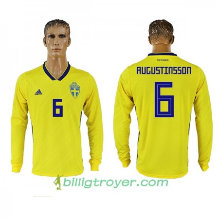 Billige Fotballdrakter Sverige Augustinsson 6 VM 2018 Hjemmedraktsett Langermet